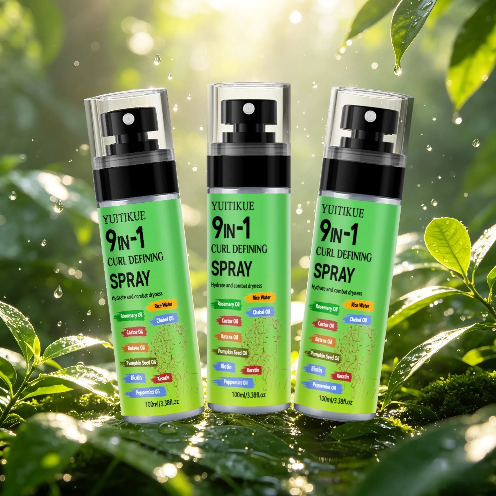 Anti-Frizz Curl Enhancer Spray – Biotin & Keratin | YUITIKUE Curl Enhancer Spray Zpaxo 3pc