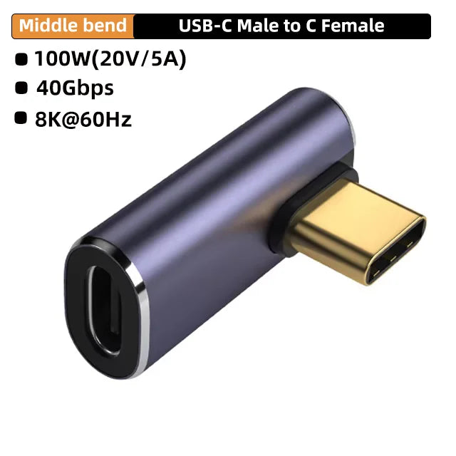 USB4 40Gbps 90° USB-C Adapter | 100W Fast Charge & 8K Video USB-C Adapter Zpaxo CM-CG ZW