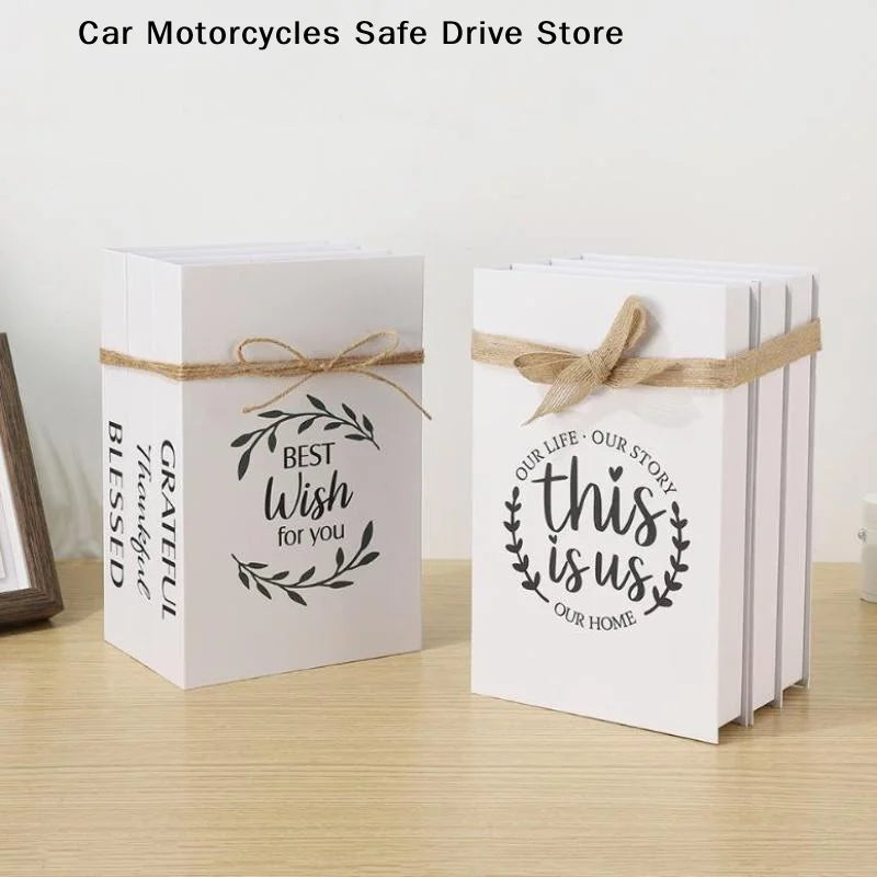 M3 Decorative Faux Book Storage Boxes Inspirational Quote Prints Bow