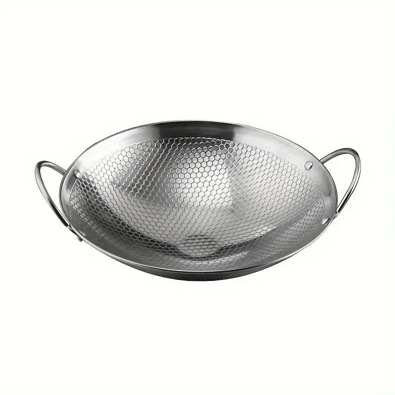 1pc 29cm/11inch stainless steel honeycomb skillet non-stick with handle scratch-resistant cooking pasta steak porridge ramen Zpaxo Stainless Steel Pan