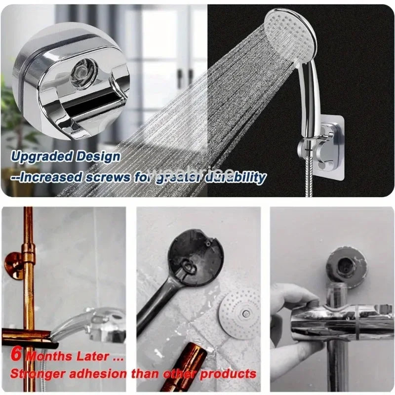 Shower Holder Suction Cup Holder 360° Adjustable Showerhead Holder Plating Shower Rail Head Bathroom Wall Mount Bracket Zpaxo