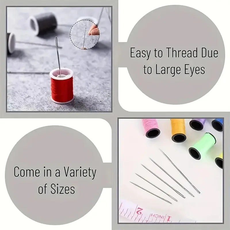 15-Piece Large Eye Sewing Needles – Yarn, Embroidery & Beading Kit Hand Sewing Needles Zpaxo