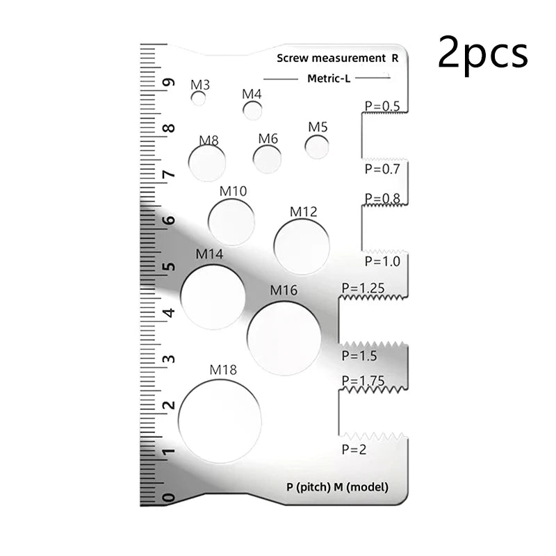 ▶1/2/5Pcs Stainless Steel Thread Checker Screw Measurement Ruler Gauge Tool for Measuring Screw Pitch Bit Bolt Nut Zpaxo 2Pcs