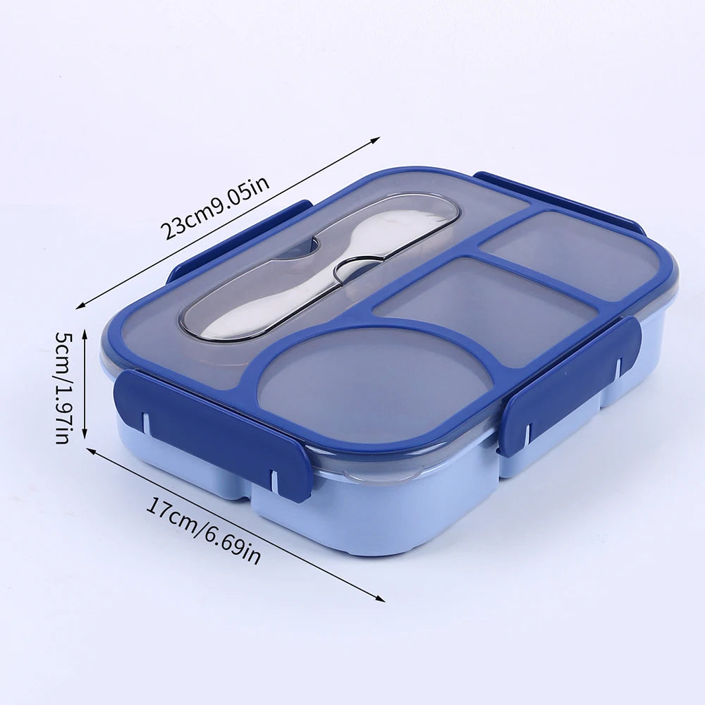 Lunch Box Bento Box 4 Compartment with Utensils Leakproof Portable Food Storage Snack Container for Work Home Zpaxo Blue