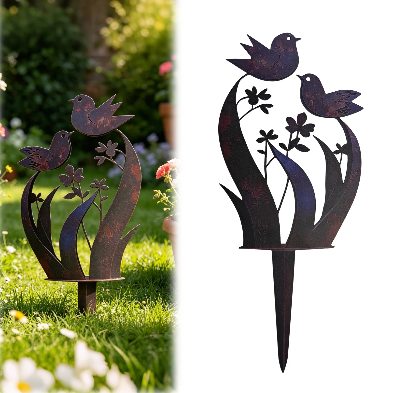 Wrought Iron Flower Decoration Ground Inserts Decorative Yard Sign