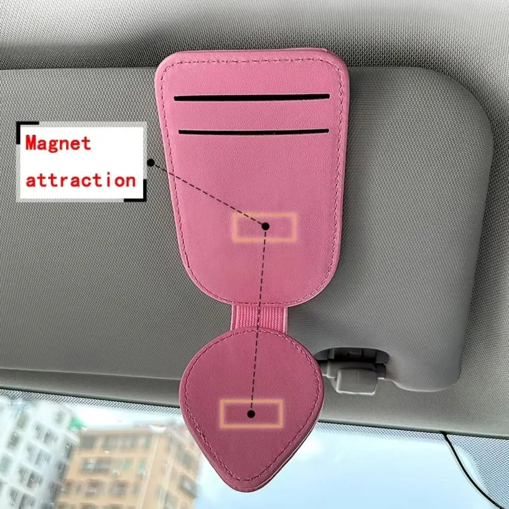 PU Leather Car Sunglasses Holder Universal Multifunctional Sun Visor Zpaxo