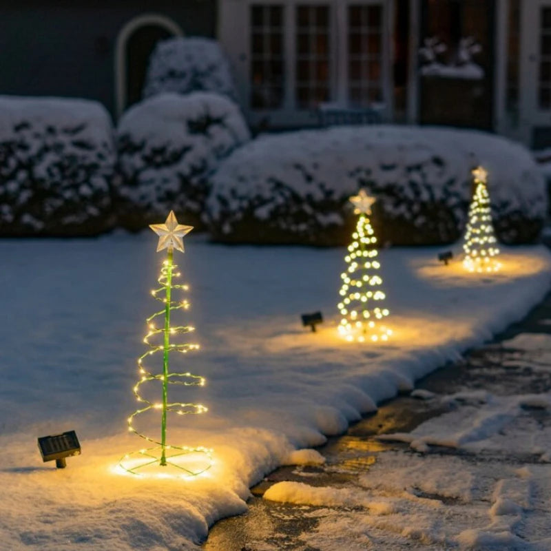 Christmas Tree Light Solar Outdoor Garden Warm LED Ground Lamp String Zpaxo