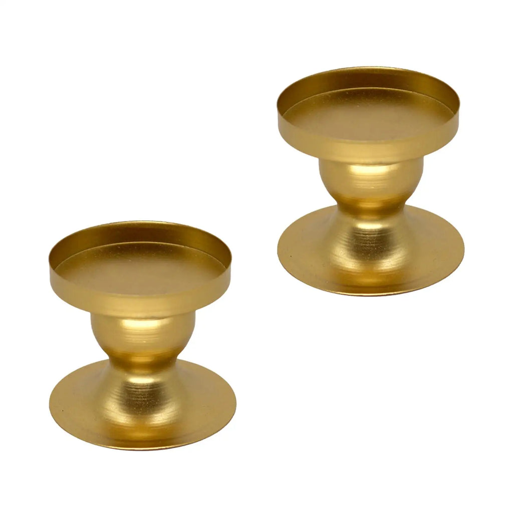 2Pcs Pillar Candle Candlestick Holder Metal Structure 2.4inch Tall Candlelight Holder Table Ornament for Fireplace Decor Zpaxo