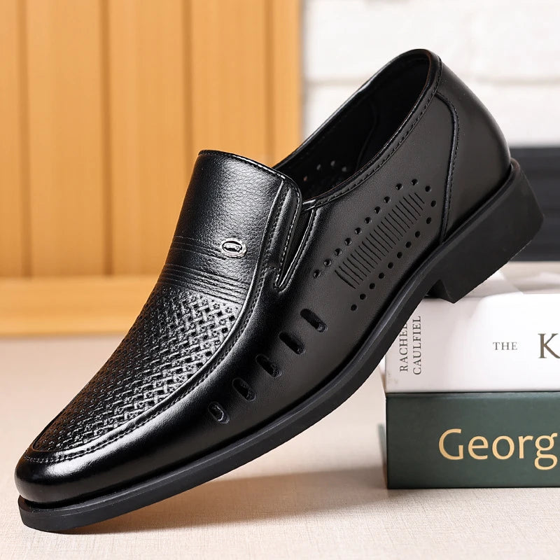 Autumn Black Leather Slip Loafers Formal Business Casual Office Groom Zpaxo 5091 Hollow 44 China Mainland