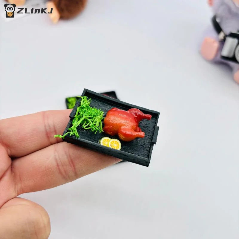 ▶1Pc 1:12 Dollhouse Miniature Food Toy Christmas Roasted Chicken And Roast Duck Scene Model Doll House Accessories Zpaxo