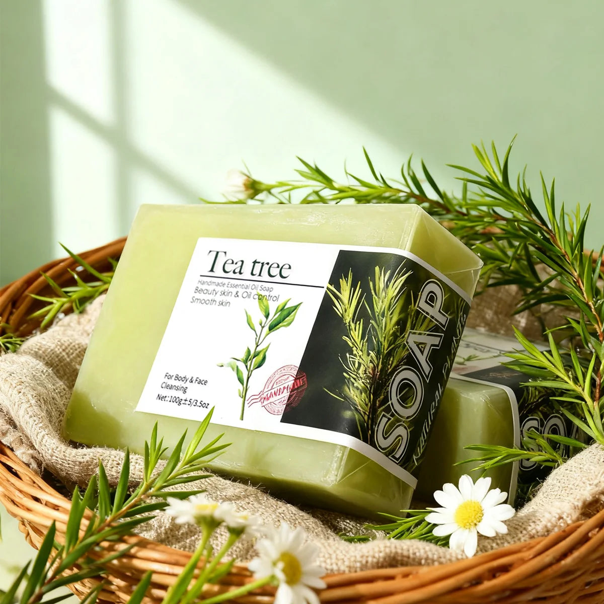 2-Pack Tea Tree Oil Soap Bar – Acne & Deep Cleansing Acne Cleansing Soap Zpaxo