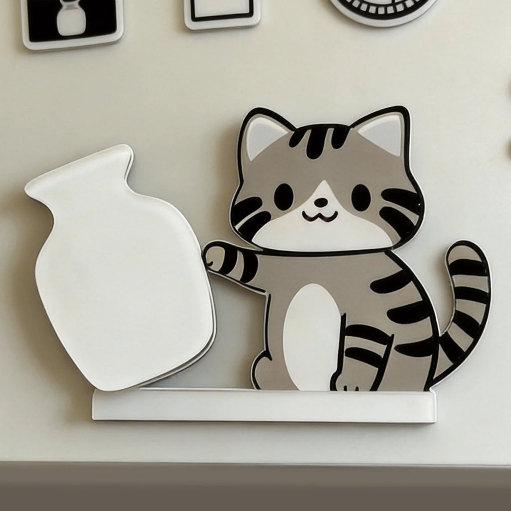 Cat Pushing Vase Refrigerator Magnets Home Decor Fridge Magnet
