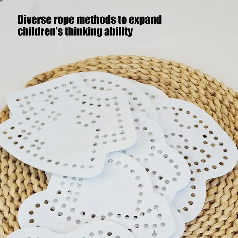 Kids Lacing Cards Fun Handmade Threading Kit Non-Woven Patterns Learning Activity Educational Embroidery Games Fine Motor Skill Zpaxo