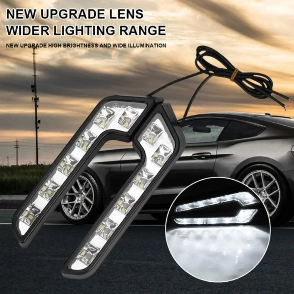 Replacement 12V Daytime Running Lights 6 LED Bright L Shaped Driving Zpaxo