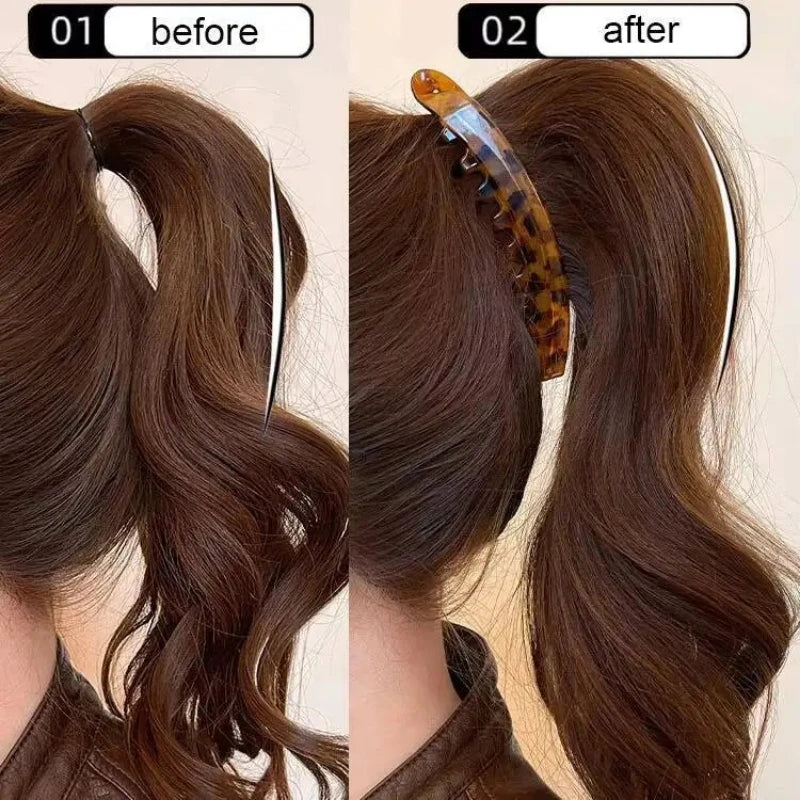 Tortoiseshell Banana Hair Clip Fish Shaped Hairpin For Women Hair Accessories Hairgrips Twist Clamp Ponytail Barrettes Headwear Zpaxo