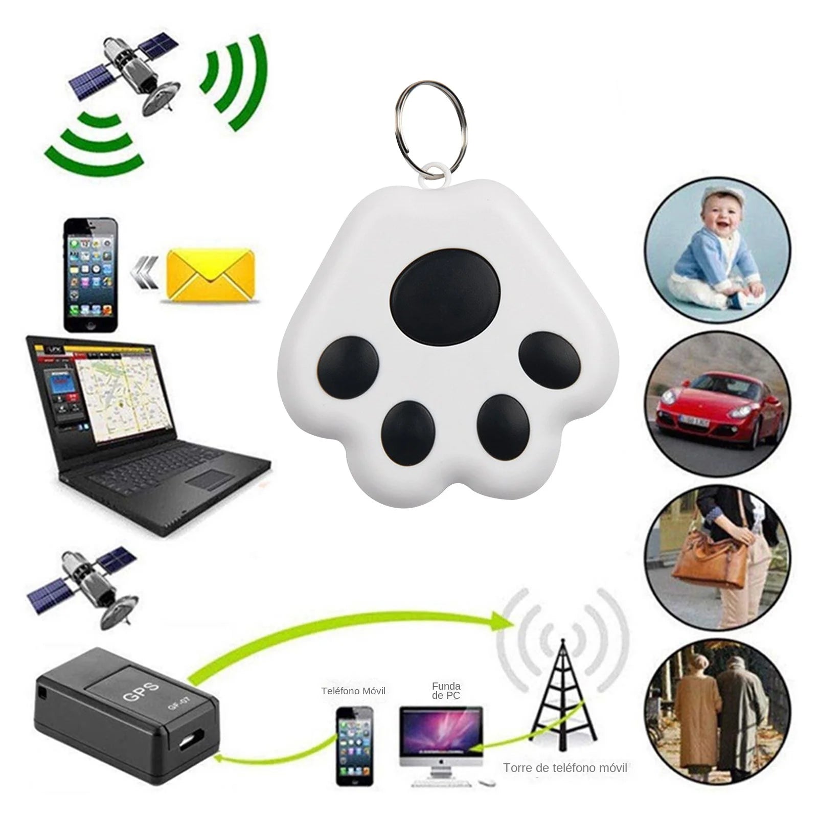 Cat Paw Shape Mini GPS Tracker Dog Anti-lost Tag Locator Pet Articles