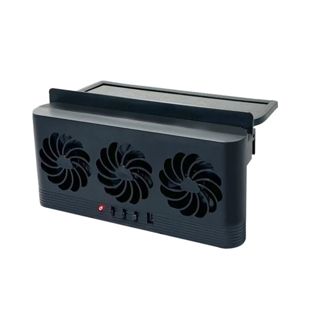 Durable 3 Head Solar Car Cooling Fan Air Vent Radiator Exhaust ABS Zpaxo Black