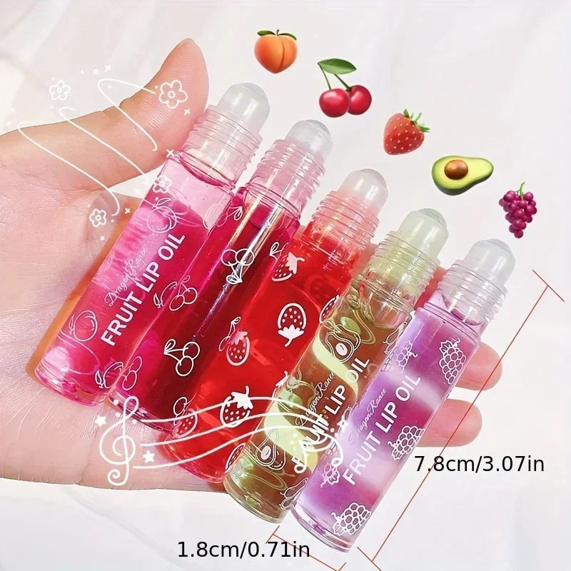 Fresh Fruit Roll-on Lip Balm Makeup Moisturizing Clear Grape Transparent Lip Oil Long Lasting Hydrating Lipstick Gloss Cosmetics Zpaxo