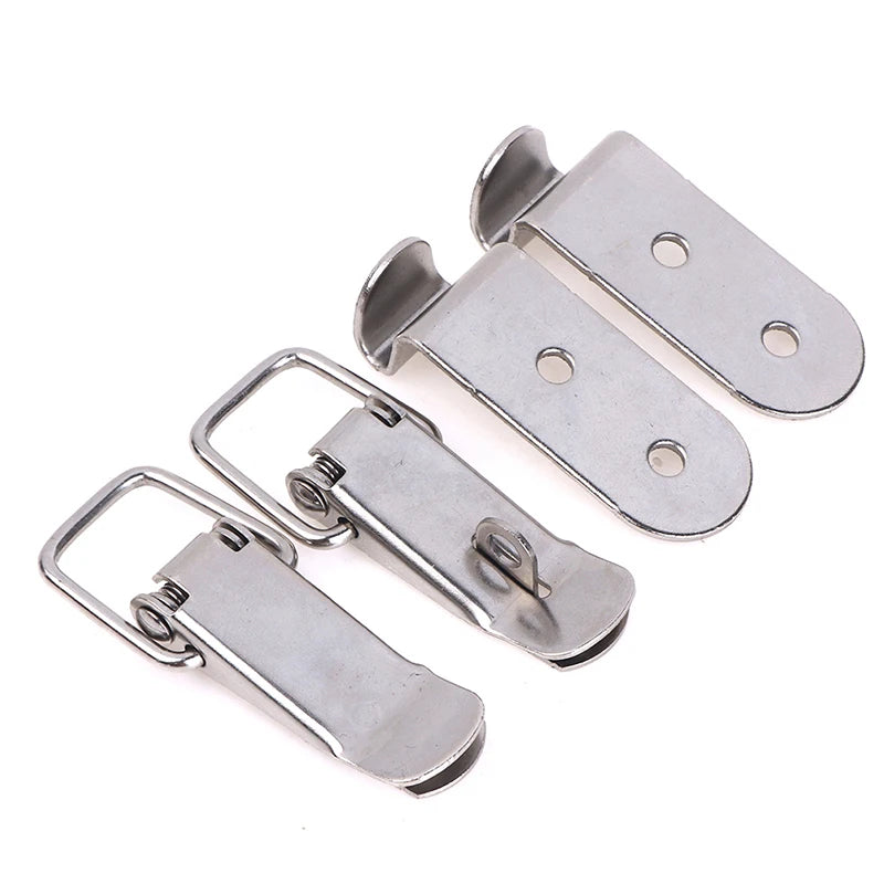 90 Degrees Duck-mouth Buckle Hook Lock Iron Spring Loaded Draw Toggle Latch Clamp Clip Silver Hasp Latch Catch Clasp Zpaxo