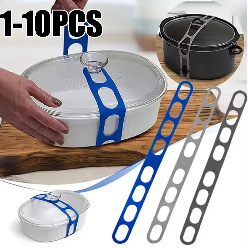 Reusable Silicone Universal Lid Holder Strap Elastic Band Pot Lids