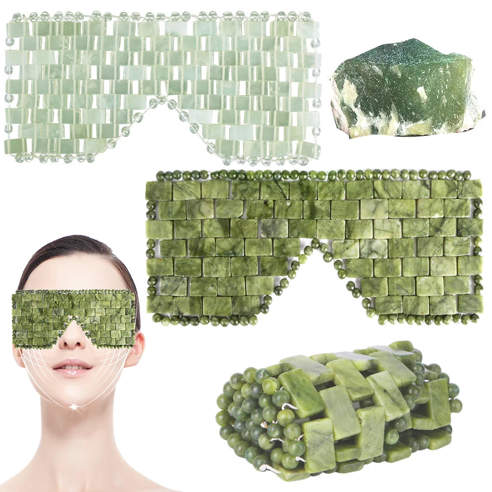 Jade Eye Mask Sleep Massager Alleviate Puffiness Sleeping Relieve