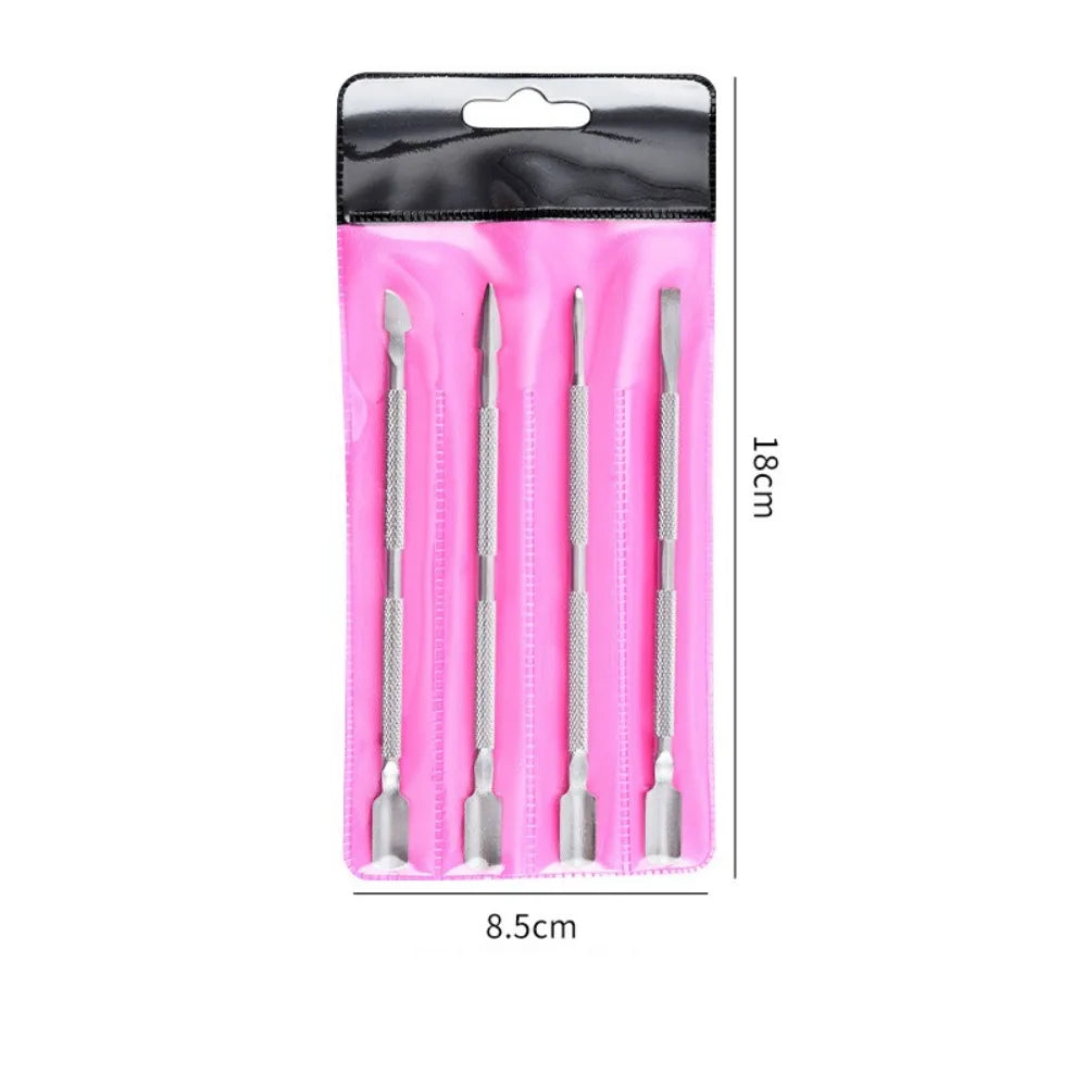 Stainless Steel Cuticle Pusher Double-sided Beveled Dead Skin Remover Zpaxo Silver