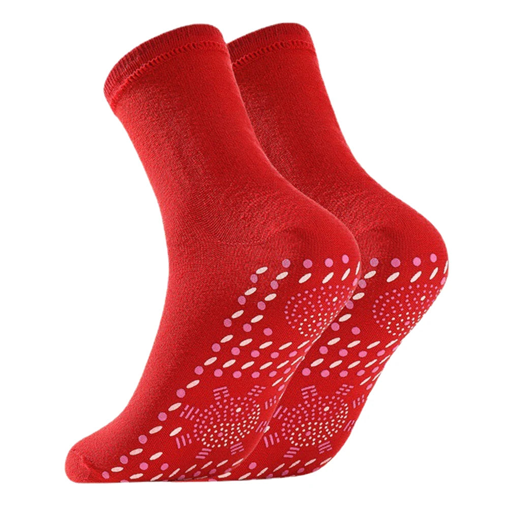 1 Pair Thermotherapeutic Socks Pain Relief Slimming Health Socks Tourmaline Cold-Resistant Christmas Gifts for Friends Zpaxo Red