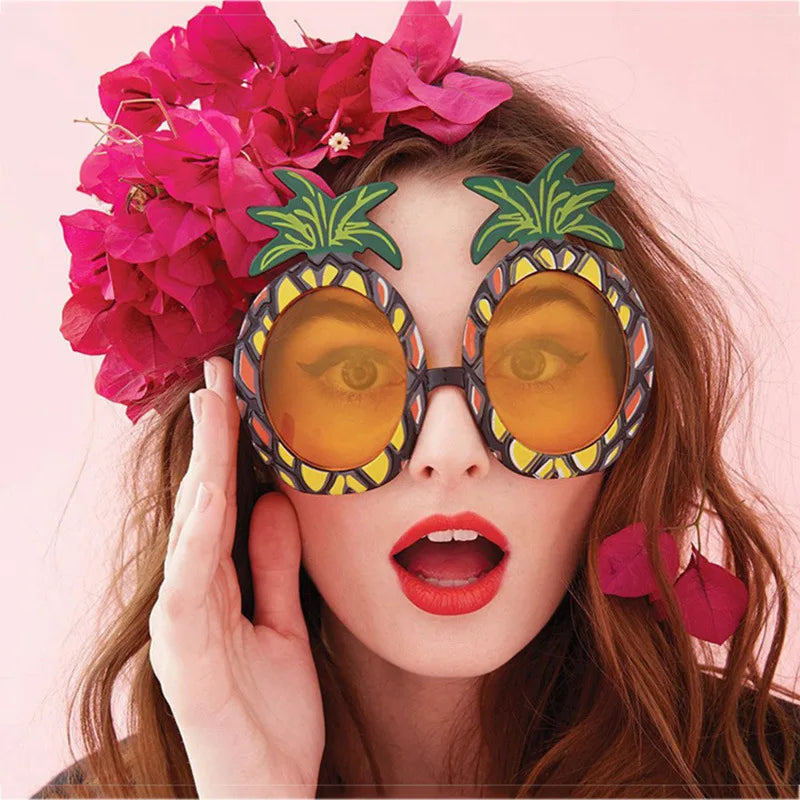 Hawaiian Plastic Glasses Flamingo Pineapple Sunglasses Summer Beach