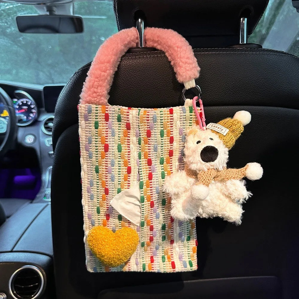 Hanging Car Mounted Garbage Bin Love Pattern Large Capacity Vehicle Zpaxo Tissue bag-Yellow