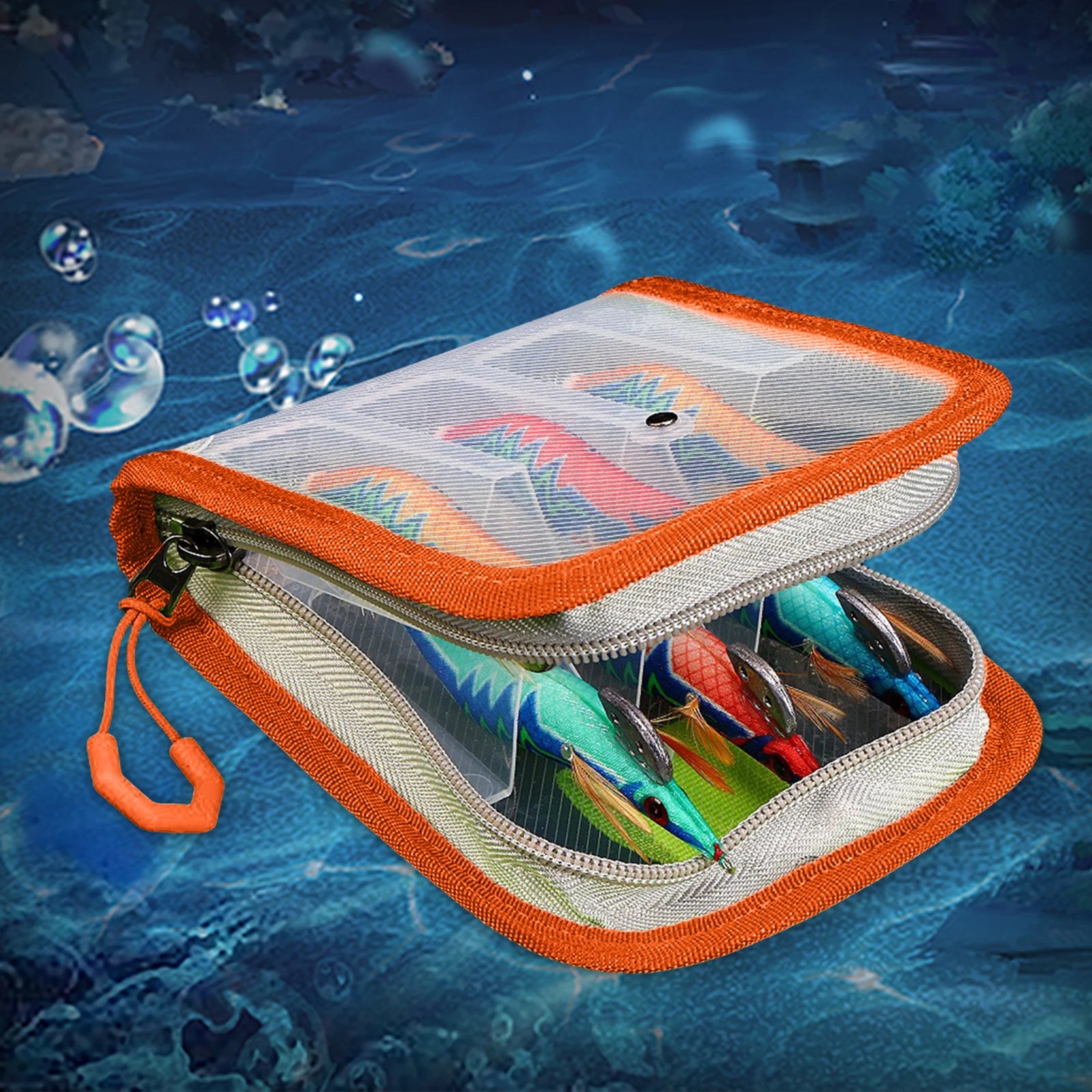 Wooden Shrimp Package Lure Bait Bag 6 Grid Fishing Tackle Waterproof