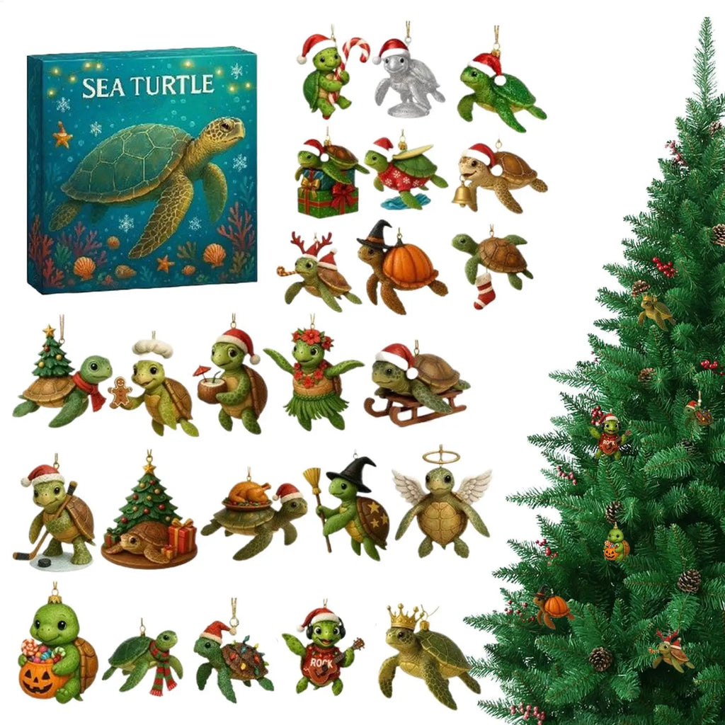 Christmas Sea Turtle Advent Calendar 24 Days 2D Acrylic Ornament