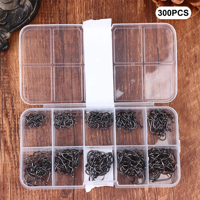 Silver Round Fishhook Sharp Strong 3 12 Jig Barbed Pesca Sea Fishing Zpaxo 300pcs