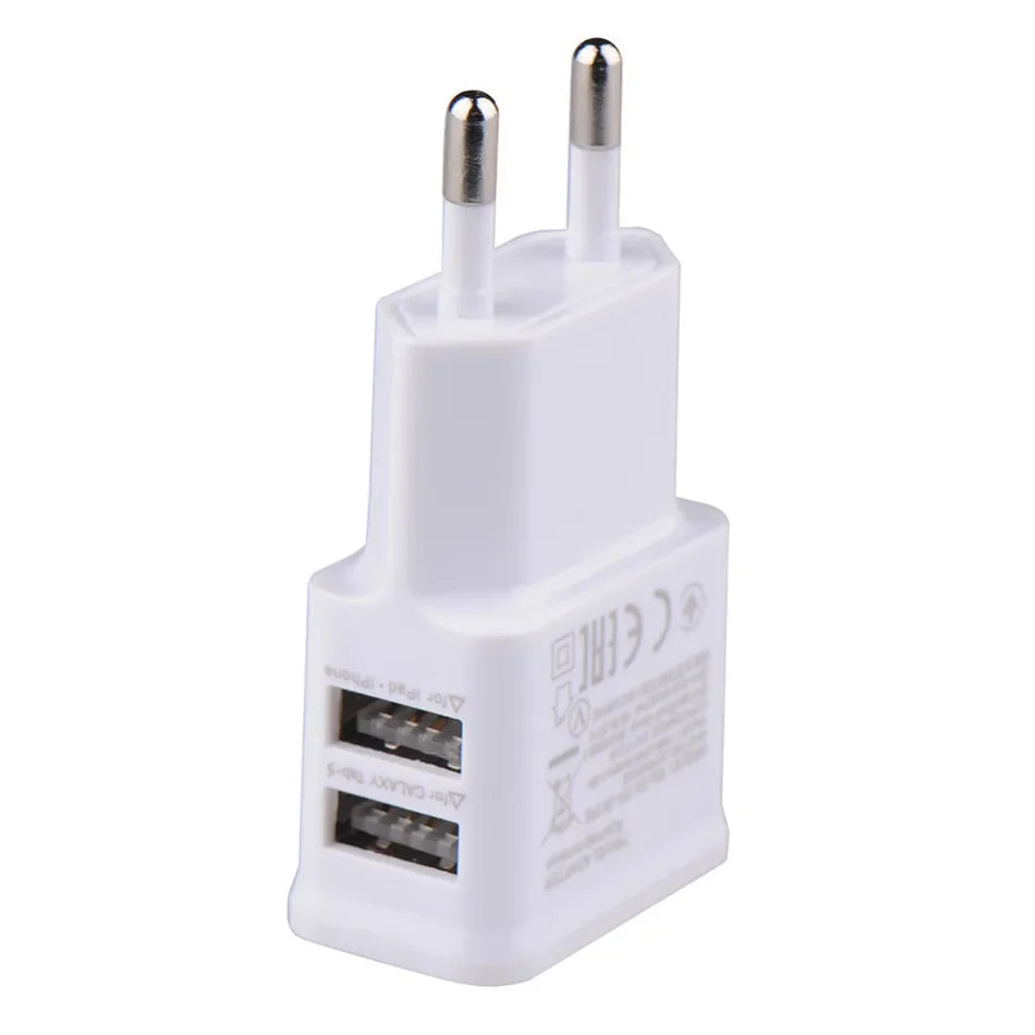Universal EU Plug 5V Dual USB Charger for iPhone Samsung Xiaomi Huawei - Mobile Phone Travel Power Adapter Zpaxo