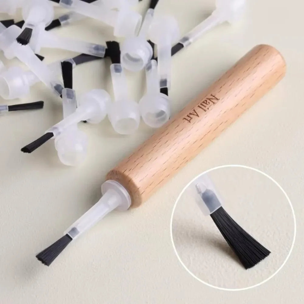 Detachable Nail Art Brush Set Wooden Grip Durable Bristles Multi-Functional Nail Polish Brushes Non-Deform Dual-Ended Zpaxo