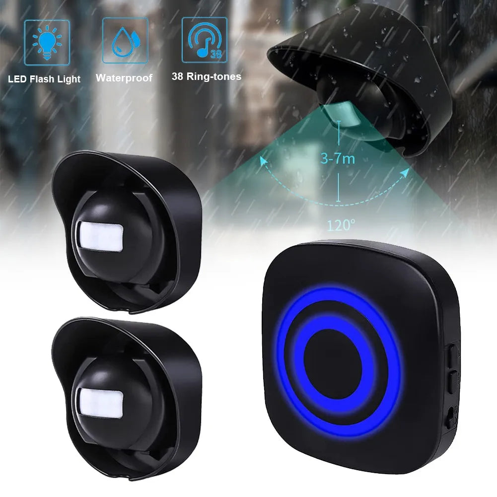 Wireless Doorbell PIR Store Shop Welcome Motion Sensor Infrared Detector Induction Alarm Door Bell Waterproof Doorbell Zpaxo