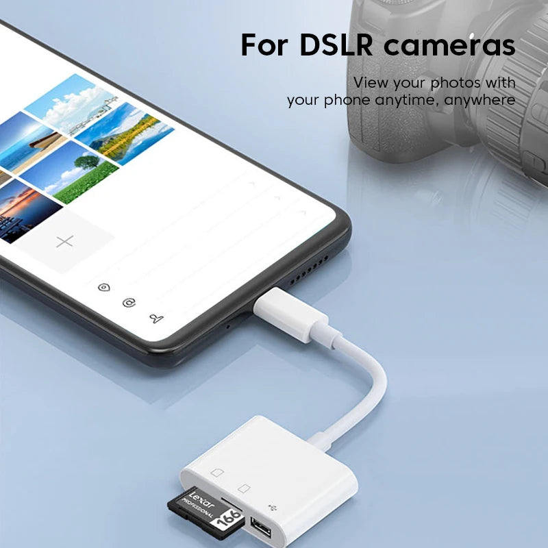 1 Card Reader Type-c Adapter TF SD Memory OTG USB C Connector Iphone Zpaxo