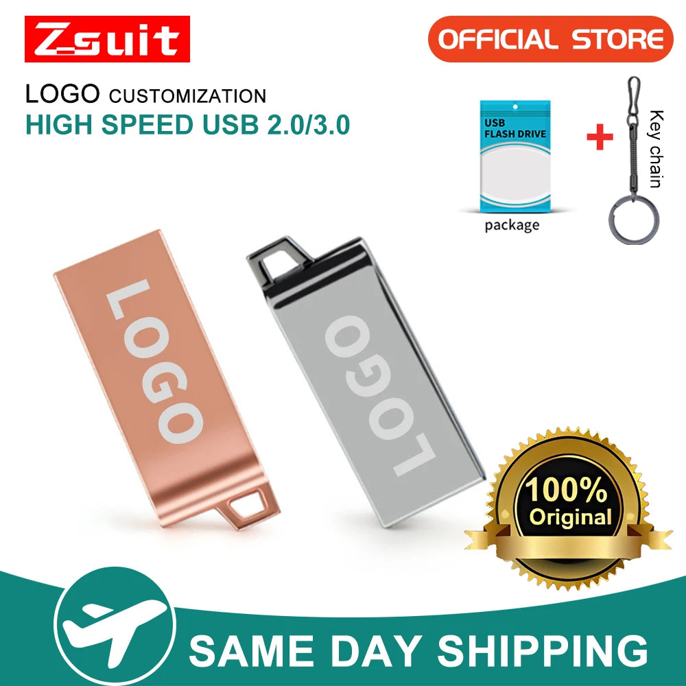 ZSUIT CXFK 3.0 Metal USB Flash Drive 64GB Pen Drive 4GB 8GB 16GB U Disk 32GB Memory Stick 128GB USB Storage Stick Custom LOGO Zpaxo