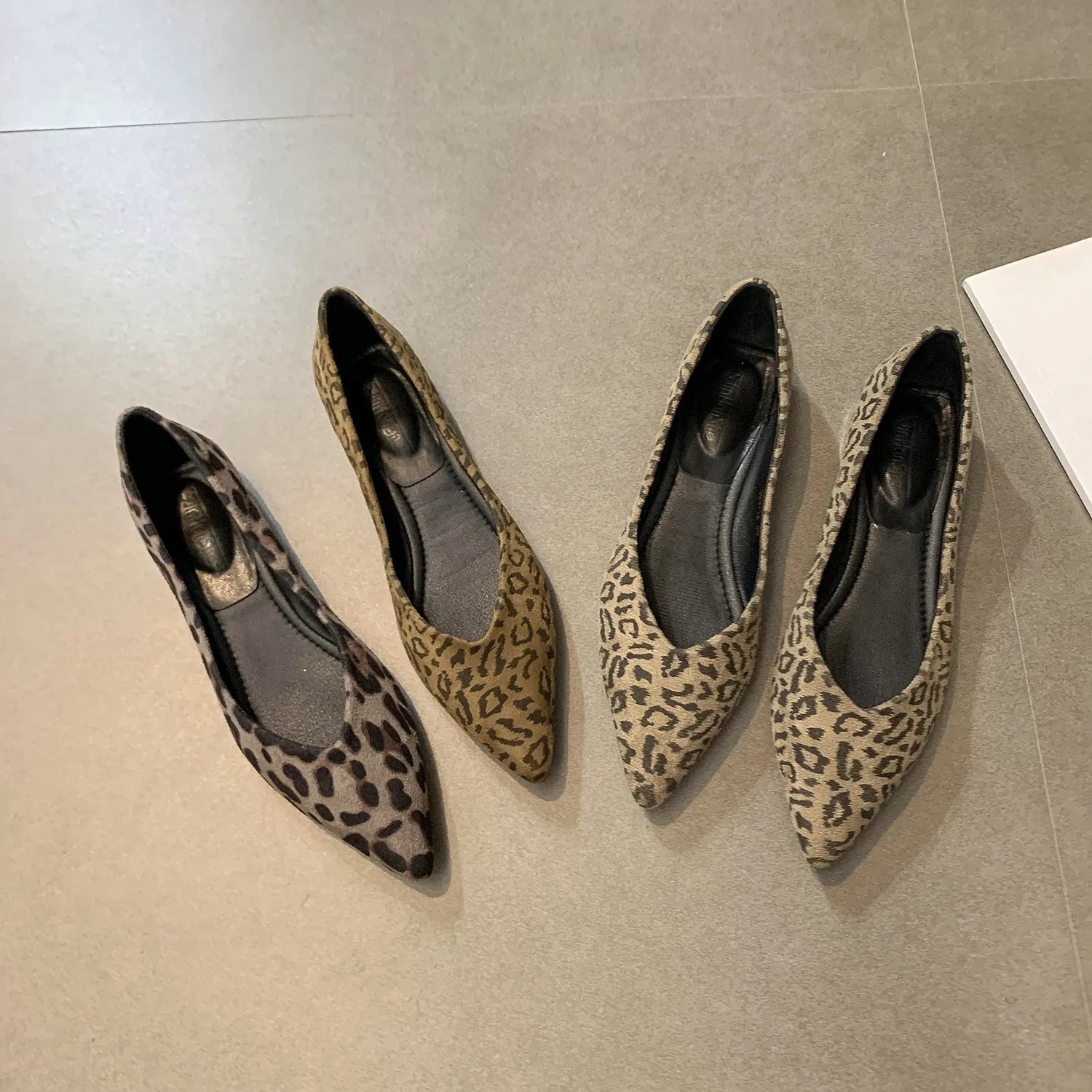 Leopard Print Flat Shoes Women's New Spring Autumn Fashion Pointed Fashion Large Size 44 45 46 Women's Shoes Zapatillas Mujer Zpaxo