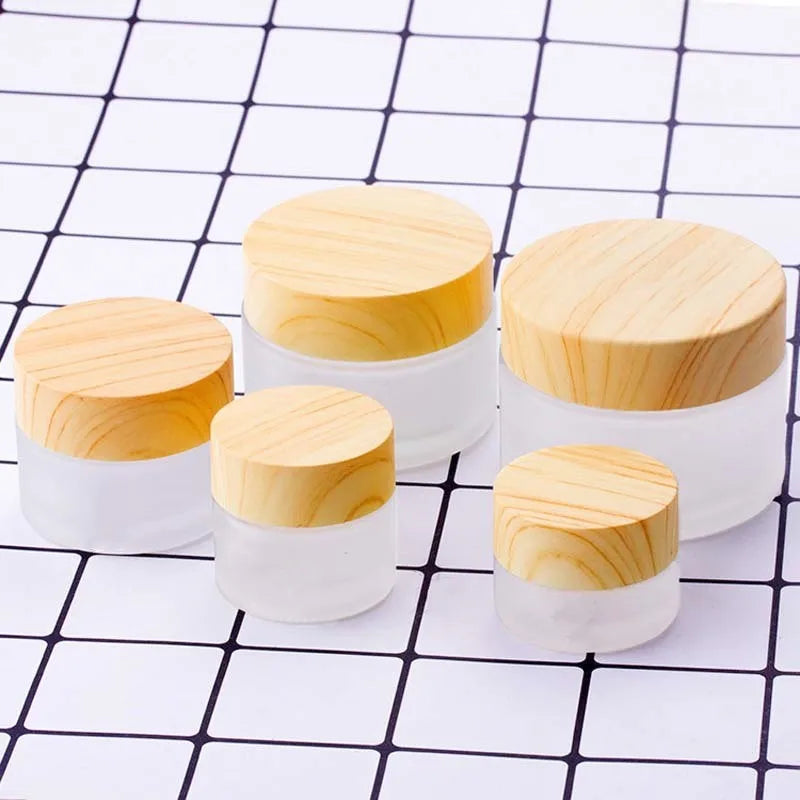 Frosted Glass Cosmetic Jars – Refillable Cream & Lip Balm Pots