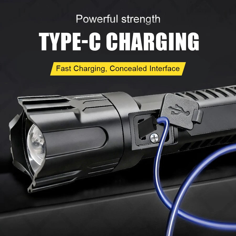 1000LM Zoomable LED Tactical Flashlight | USB-C Rechargeable