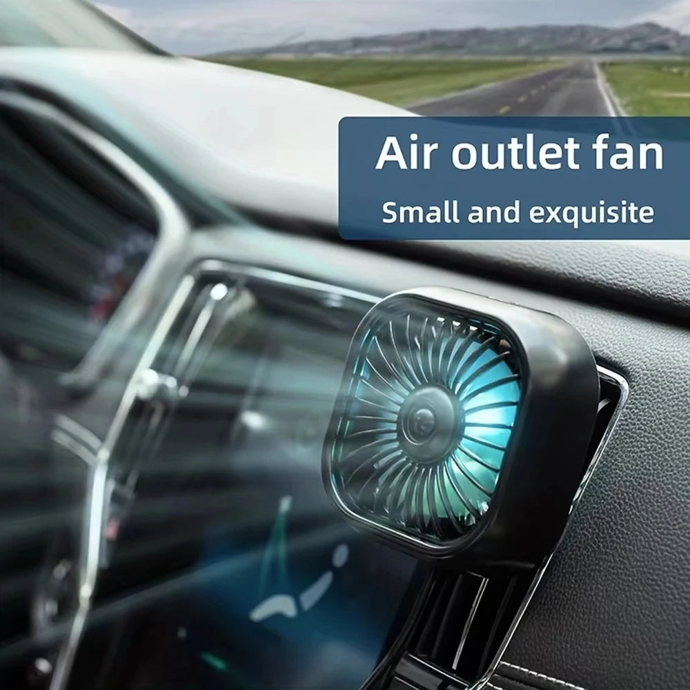 Summer Mini USB Car Fan 3 Speed Adjustable Air Vent Mount Colorful