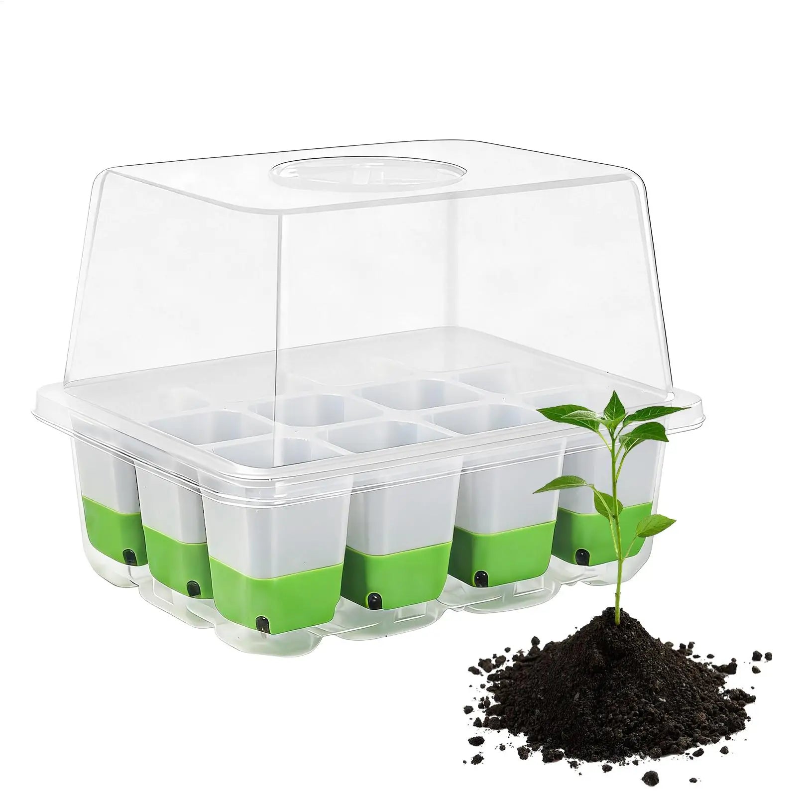 12-Cell Seedling Starter Tray with Humidity Dome | Indoor Germination Seedling Starter Tray Zpaxo