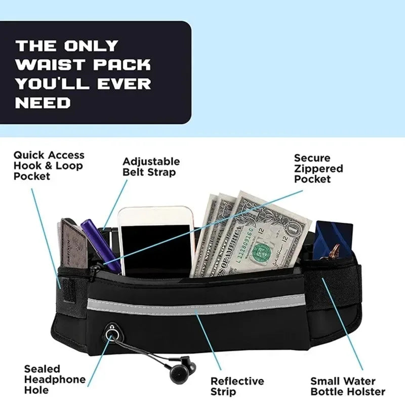 Hands-Free Dog Leash Running Waist Bag – Reflective Belt