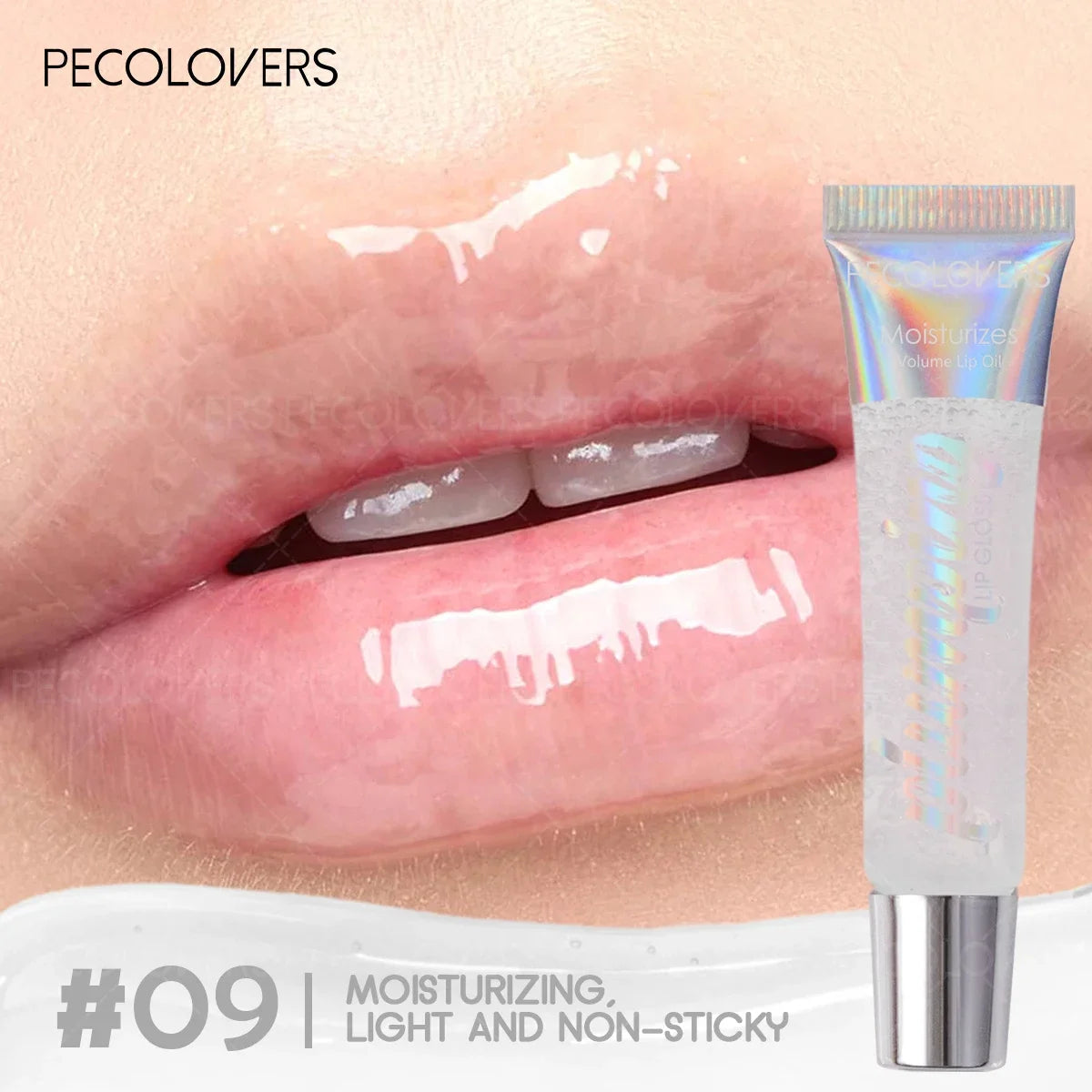1PC Transparent Lip Oil, Moisturizing Hydrating, Fine Shimmer Liquid Lipstick, Creates Glossy Mirror Shine Effect Zpaxo 09