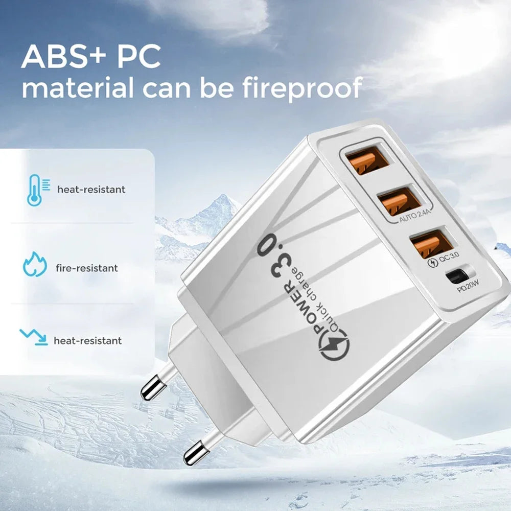 20W USB Charger QC 3.0 Type C PD Fast Charge For iPhone 12 13 Max Samsung S21 Huawei Xiaomi Mobile Phone EU/US Plug Wall Charger Zpaxo