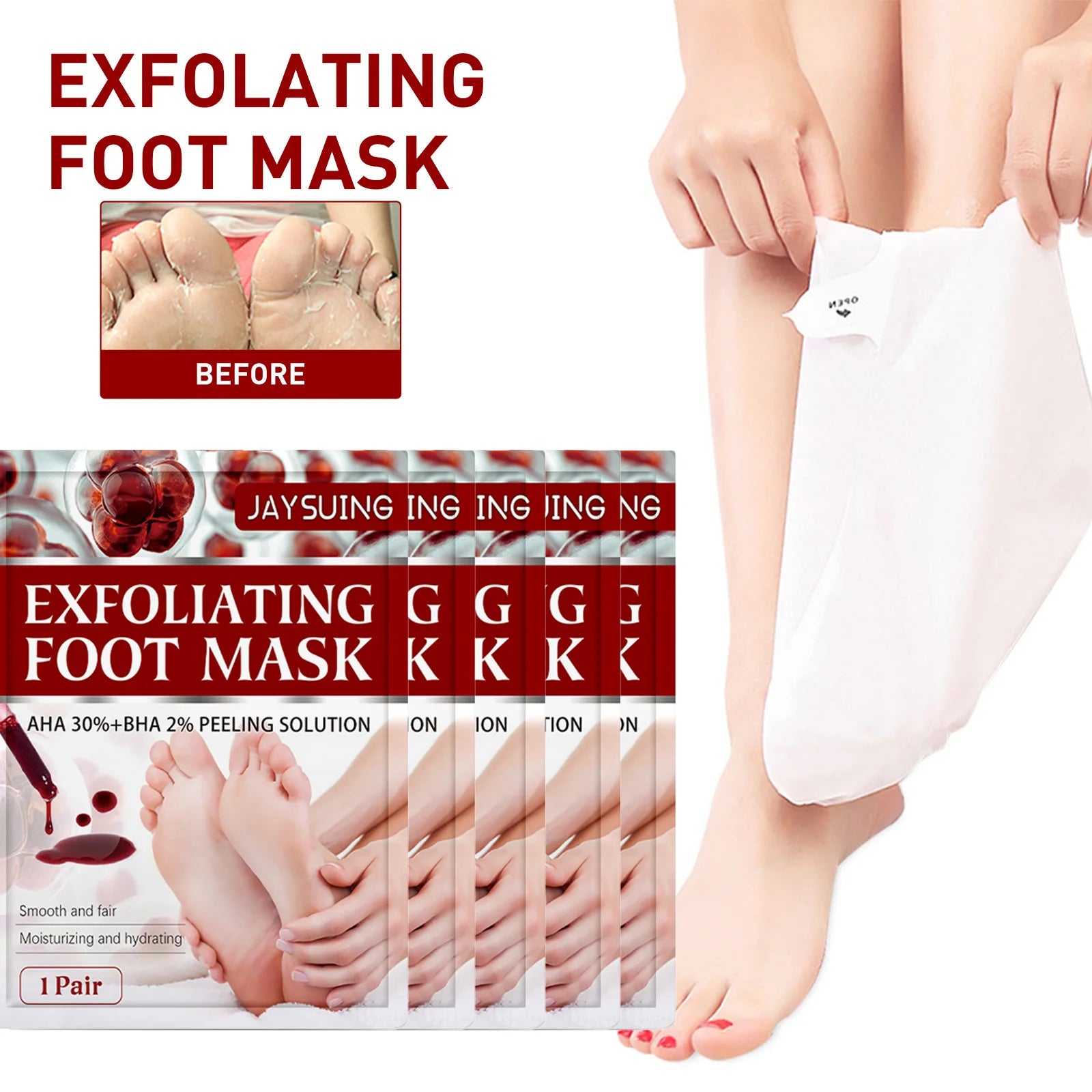 AHA Exfoliating Foot Mask Moisturizing Anti Crack Heel Foot Calluses Dead Skin Remover Smooth & Soft Feet Care Foot Patch Zpaxo