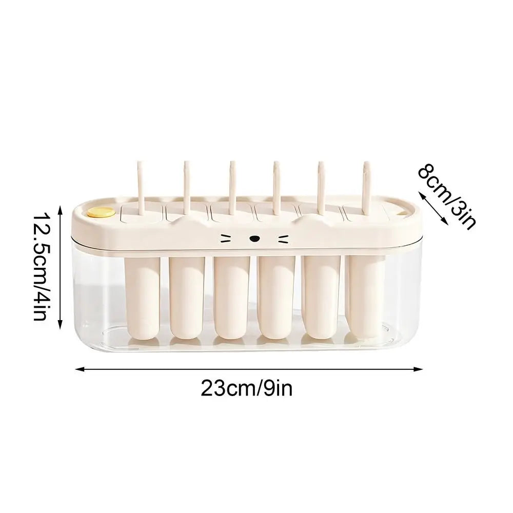 6-Cavity Popsicle Mold – Ice Pop Maker with Sticks Popsicle Mold Zpaxo White