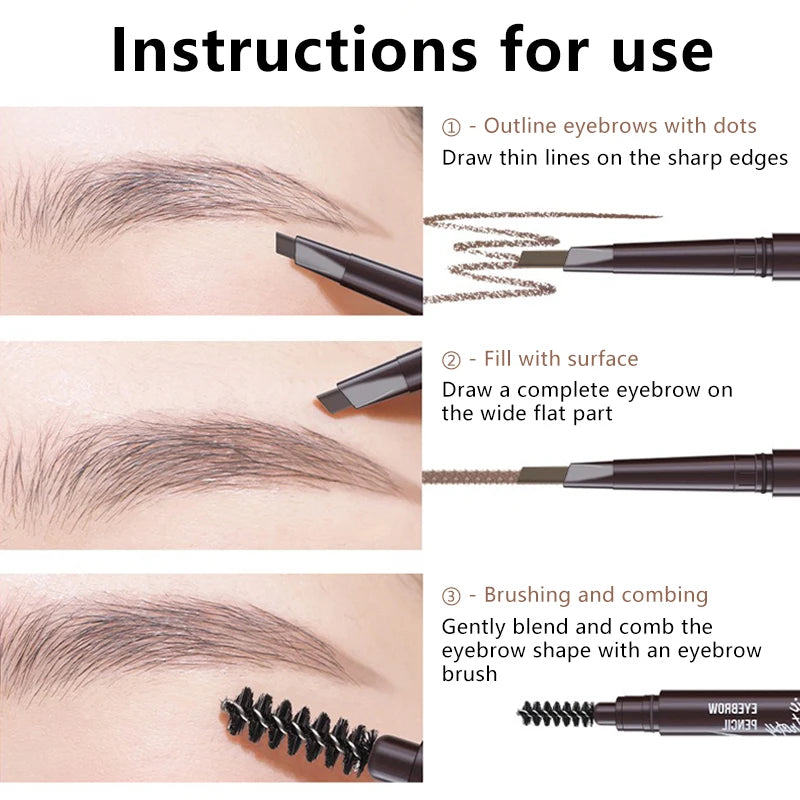 5 Colors Double-Ended Eyebrow Pencil with Brush Waterproof Lasting Auto-Rotate Professional Eyebrow Stick Eye Makeup for Women Zpaxo
