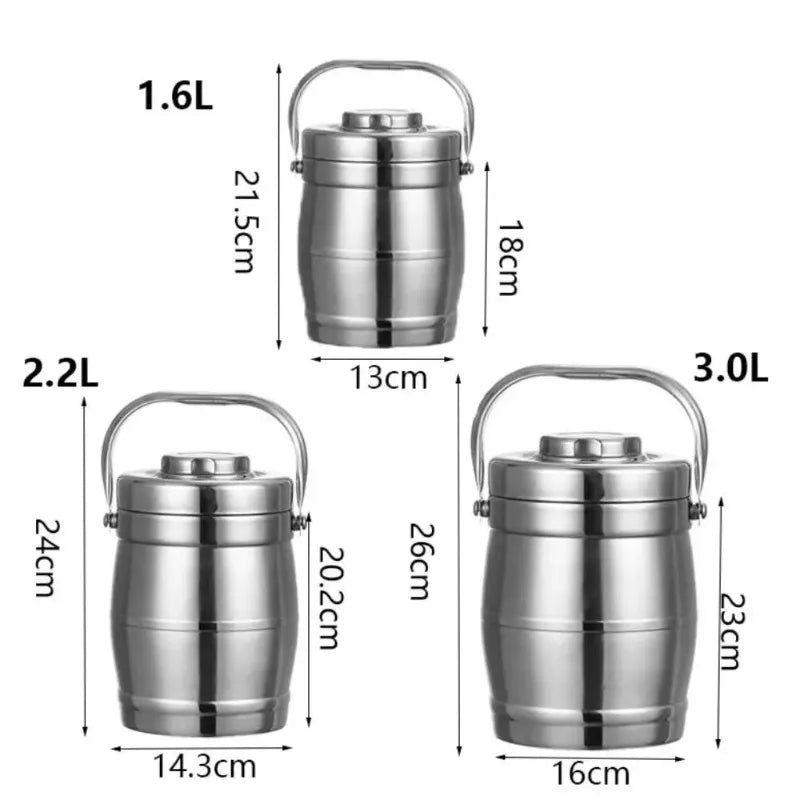 Large Capacity Stainless Steel Thermos Food Jar Foldable Handle