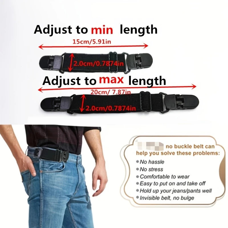 Elastic Hidden Belt Adjustable Lazy Waist Tightening Strap Pants